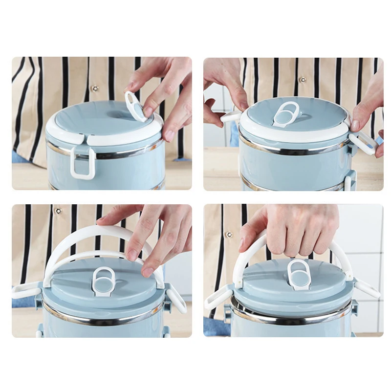 304 Stainless Steel Insulated Lunch Container Multi-Layer Portable Bento Box with Secure Lock Clasps Thermal Food Lunch Bucket - view 3