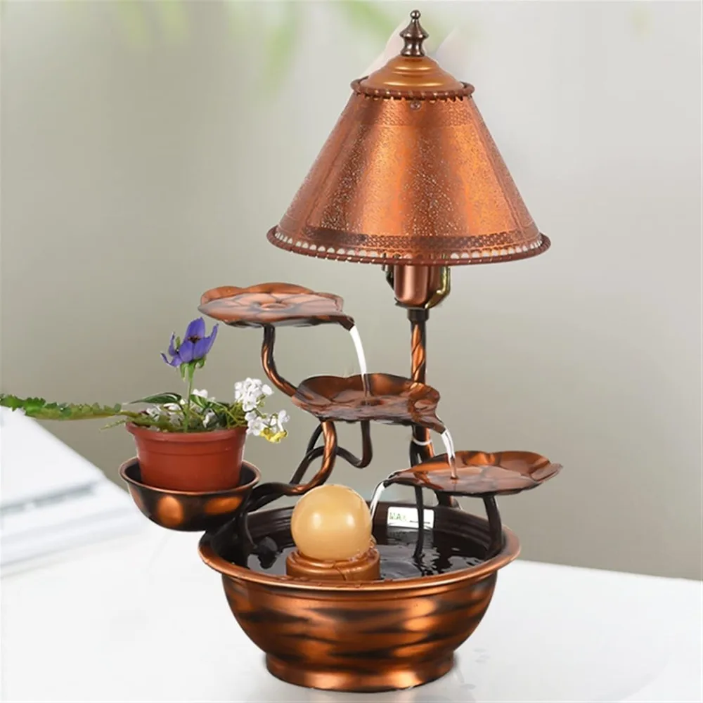 

Tabletop Water Fountain Pure Copper Tabletop Water Fountain - Indoor Desktop Waterfall Fountain Metal Flower Indoor/Outdoor