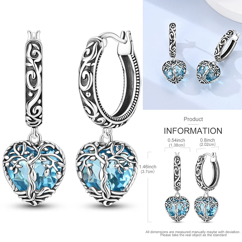 925 Sterling Silber Bunte Creolen Ohrringe mit Erdbeere, Libelle, Sonnenblume, Krabbe, Mantarochen und Lebensbaum als Geburtstagsgeschenk für Frauen – Detail 33