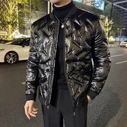 2023 Winter Light Thin Down Jacket Keep Outdoor Warm Stand Collar Slim Casual Short Overcoat Male Fashion Social Streetwear Tops