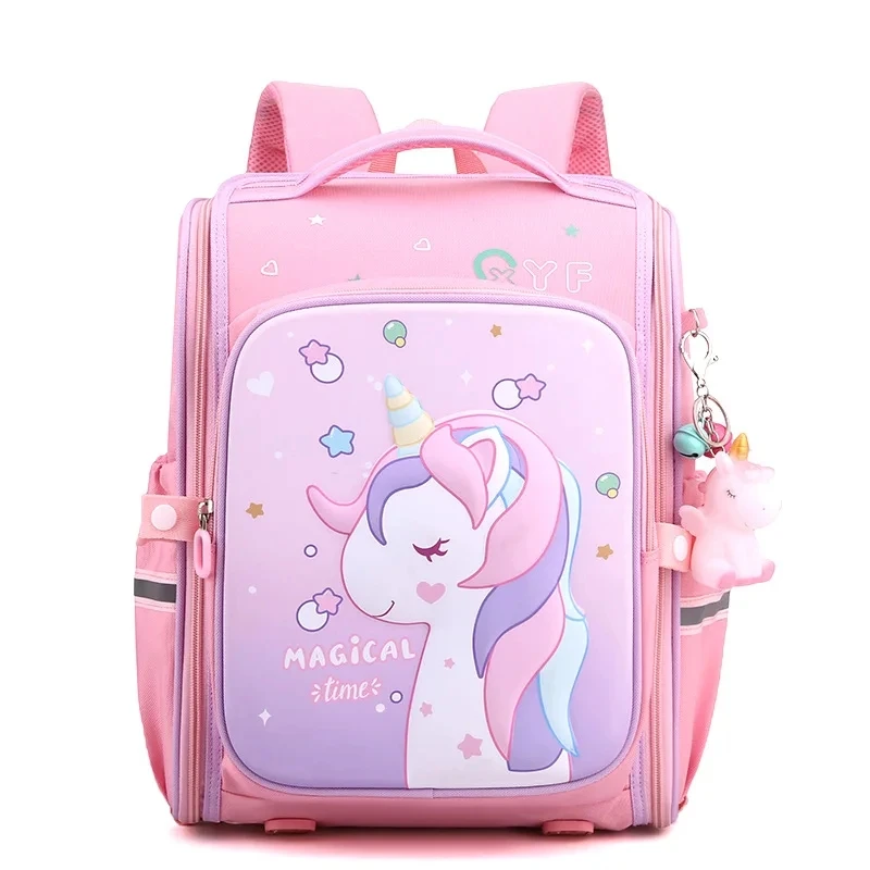 Mochilas escolares con estampado de unicornio rosa para niña, mochilas escolares impermeables para estudiantes de jardín de infantes, lindas