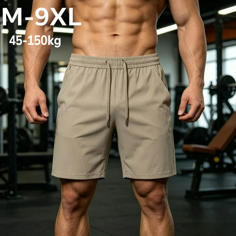 

Big Size 9XL Men's Ice Silk Shorts Knee Length Bermuda Male Plus Large Quick Dry Sport Cool Elastic Summer Light Golf Sweatshort