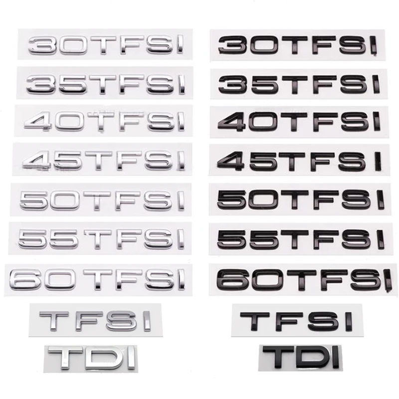 

ABS Car 30 35 40 45 50 55 60 TFSI TDI Letters Logo Trunk Badge Emblem Decals Sticker For Audi A6 A1 Q3 Q5 Q7 A4 A3 B5 B6 B7 B8