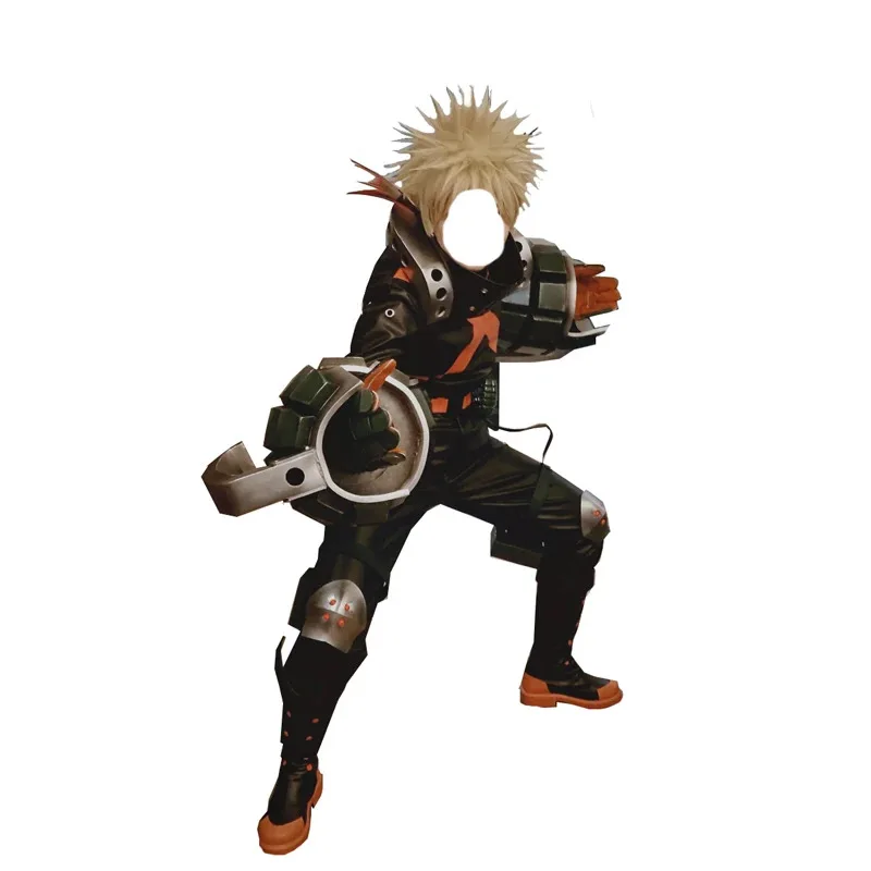 

Bakugou Katsuki костюм для взрослых на заказ, костюм для косплея, топ из искусственной кожи + брюки + чехлы для рук + шарф