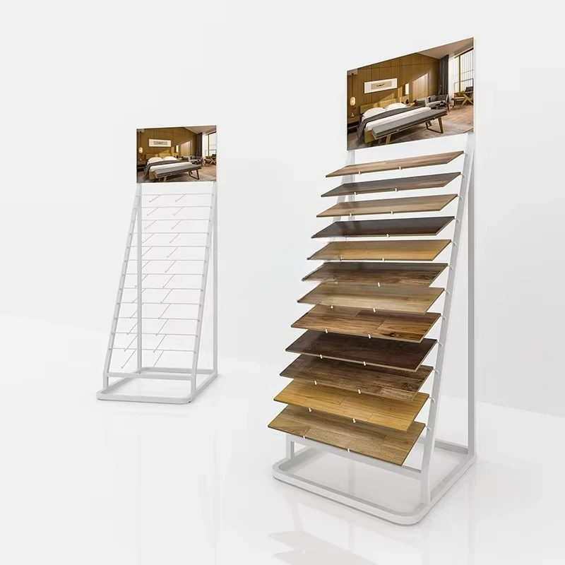 &c Boya Customized Ladder Hard Wood Flooring Parquet Laminate Sample Display Stand Adjustable Height Certified for Showroom