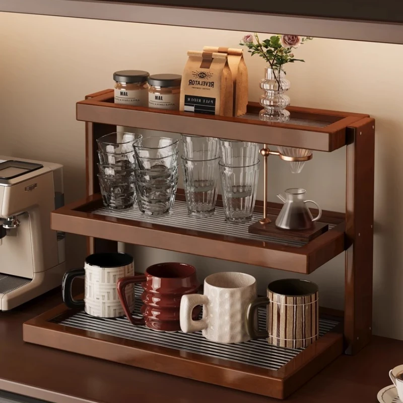 

Medieval shelves Multi-layer dining tables, countertop cup shelves, coffee shop corner storage display