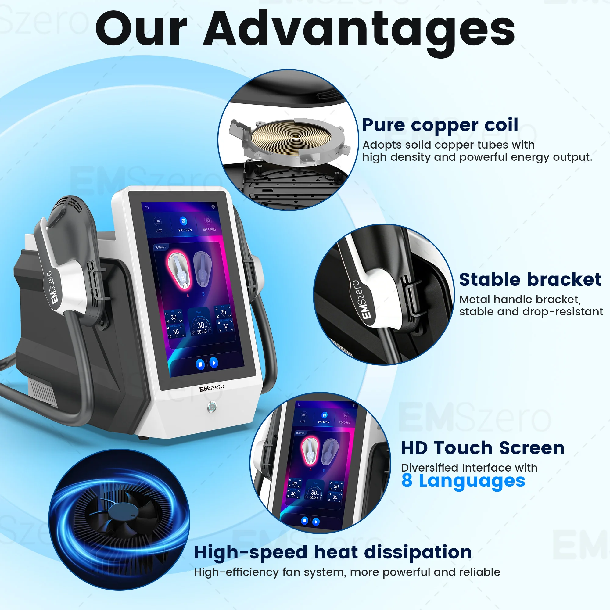 High Power RF Body Vibration Pulse Electromagnetic Body Sculpting Professional Muscle Building And Fat Reduction Device