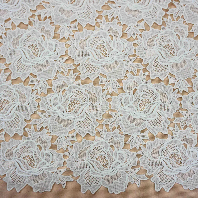 Off White DIY Sewing Needle Work Guipure French Lace Embroidery Cloth Wedding Bridal Dress Lace Fabric Designer Fabric 1 Yard