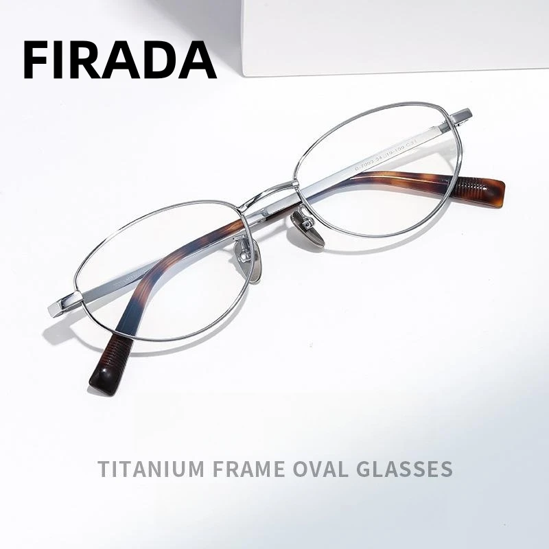

FIRADA Fashionable Comfortable Glasses Ultra Light Pure Titanium Eyeglasses Luxury Prescription Eyewear Frames Women B-7003-C