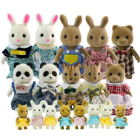 Simulation Forest Reindeer Family Doll Dollhouse Figures Furniture Set DIY Playset Play House Girls Toys Accessories Xmas Gifts