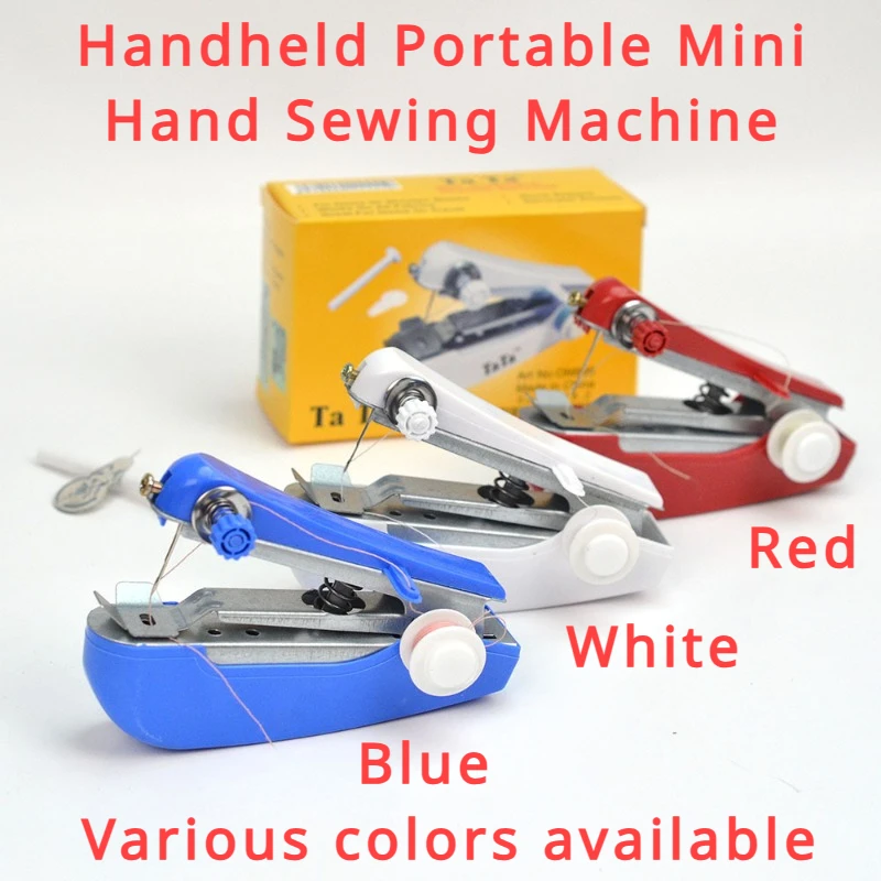 Home Handheld Sewing Machine Protable Outdoor Travel Clothes Fabrics DIY Stitchin Sew Tool Mini Manual Stitch Needlework Machine