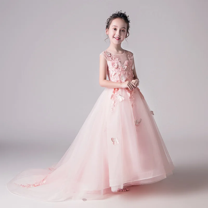 

Children Bridemaid Mermaid Wedding Long Dresses For Kids Pageant Ball Gowns Flower Girl Dress Girls Party Elegant Frocks