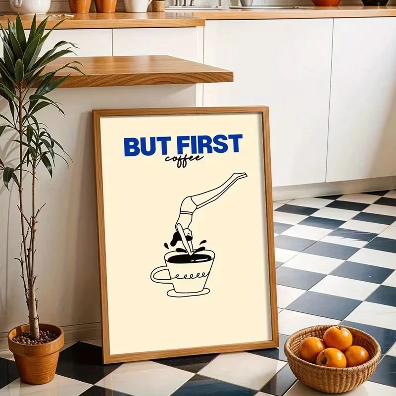 Modern Funny Coffee Diving Wall Art Print Canvas Painting Poster Picture For Living Room,Bedroom Home Decor