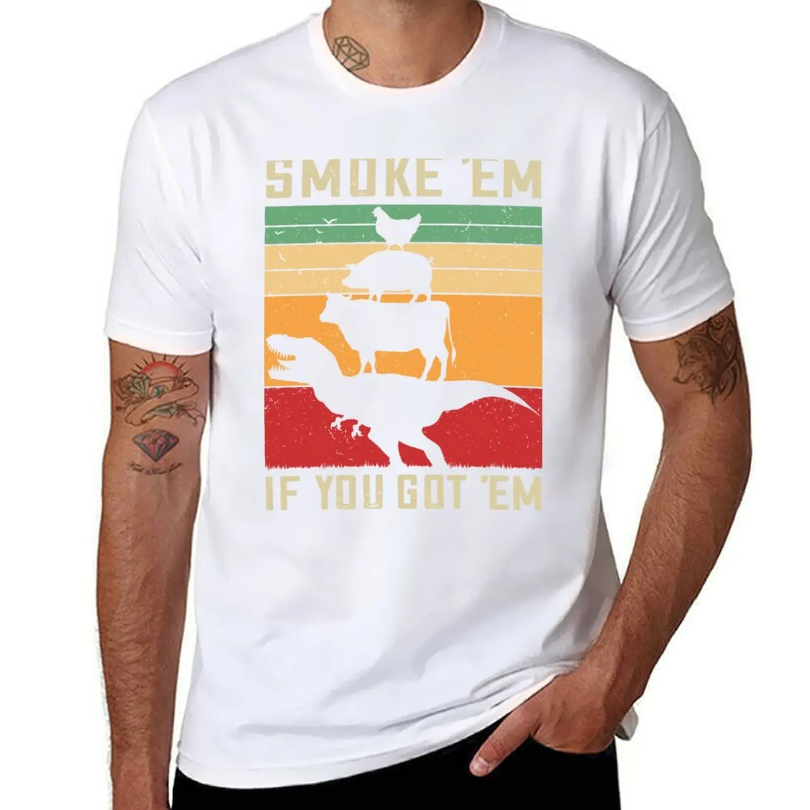 Smoke 'Em si tienes'Em divertido regalo de barbacoa Vintage carne Pitmaster Retro asar barbacoa regalos camiseta
