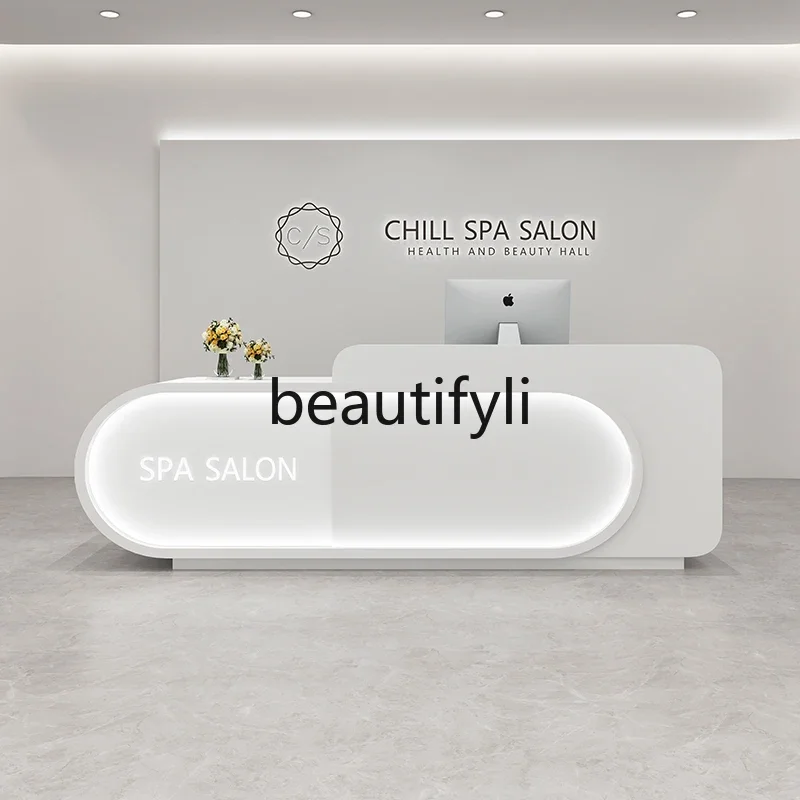 

Light luxury beauty salon health center bar barber shop clothing store checkout page arc, reception desk