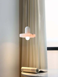Natural Marble All Copper Pendant Light Luxurious and Minimalist Bedroom Bedside Balcony Corridor Study LED Lighting Fixtures
