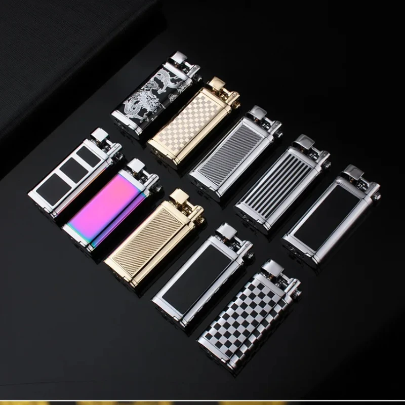 Genuine SPUNK Grinding Wheel Pipe Butane Lighter with Pipe Personality Retro Metal Rocker Lighter Rolling Trays Gift for Men