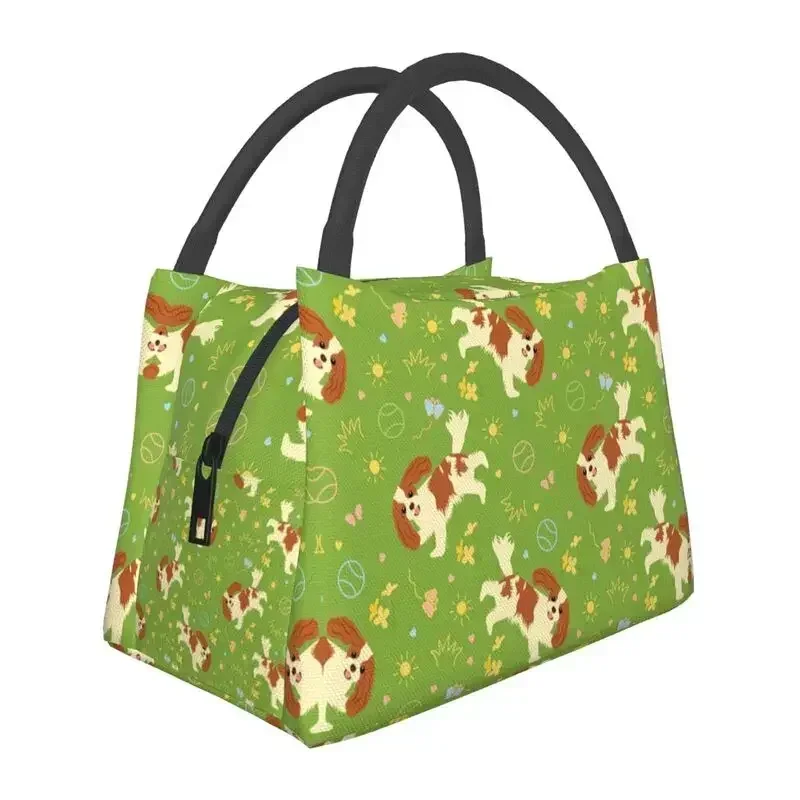 Playing Cavalier King Spaniel Insulated Lunch Bags for Women Portable Dog Cooler Thermal Lunch Tote Work Picnic