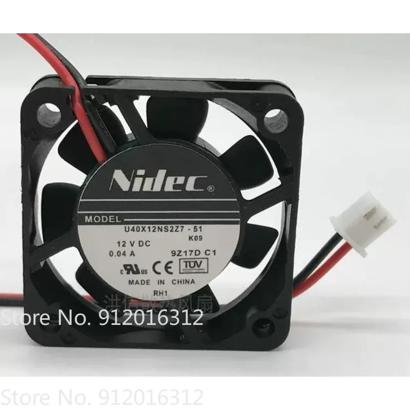 Original New Fan for Nidec U40X12NS2Z7-51 4010 4CM 12V 0.04A 2-wire, Silent Cooling Fan 40x40x10mm