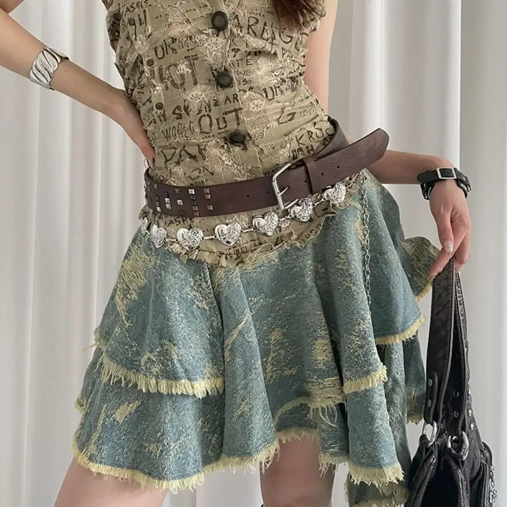 Cinturón Retro Vintage para mujer, cinturón de cuero Y2k con remaches, vestido gótico versátil, cinturón vaquero para hombre y mujer
