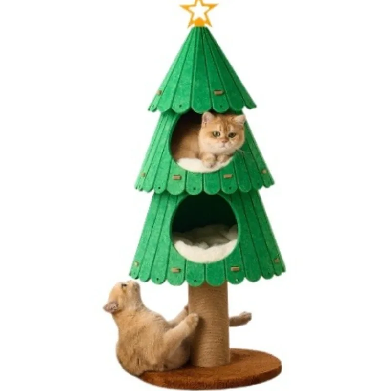 

Christmas Tree Cat Climbing Frame, Eco-Friendly Felt Tower for Cat Enrichment & Holiday Decor,Suitable for Christmas Gifts