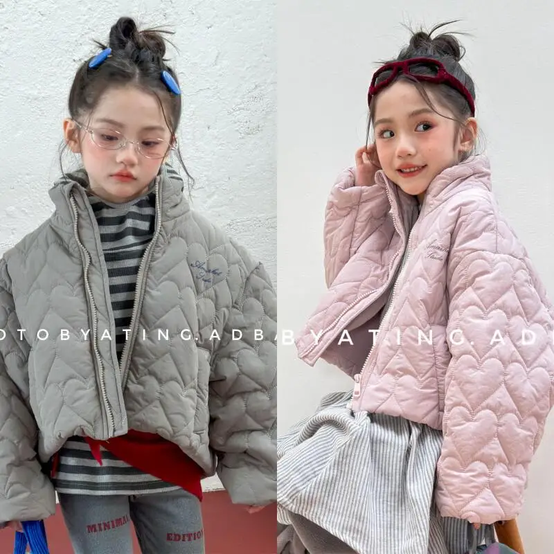 

Girls' Padded Jacket Autumn Winter Warm Coat Pure Color New Fashion High Neck Children Clothes Jacket 7 To12 Years Korean Style