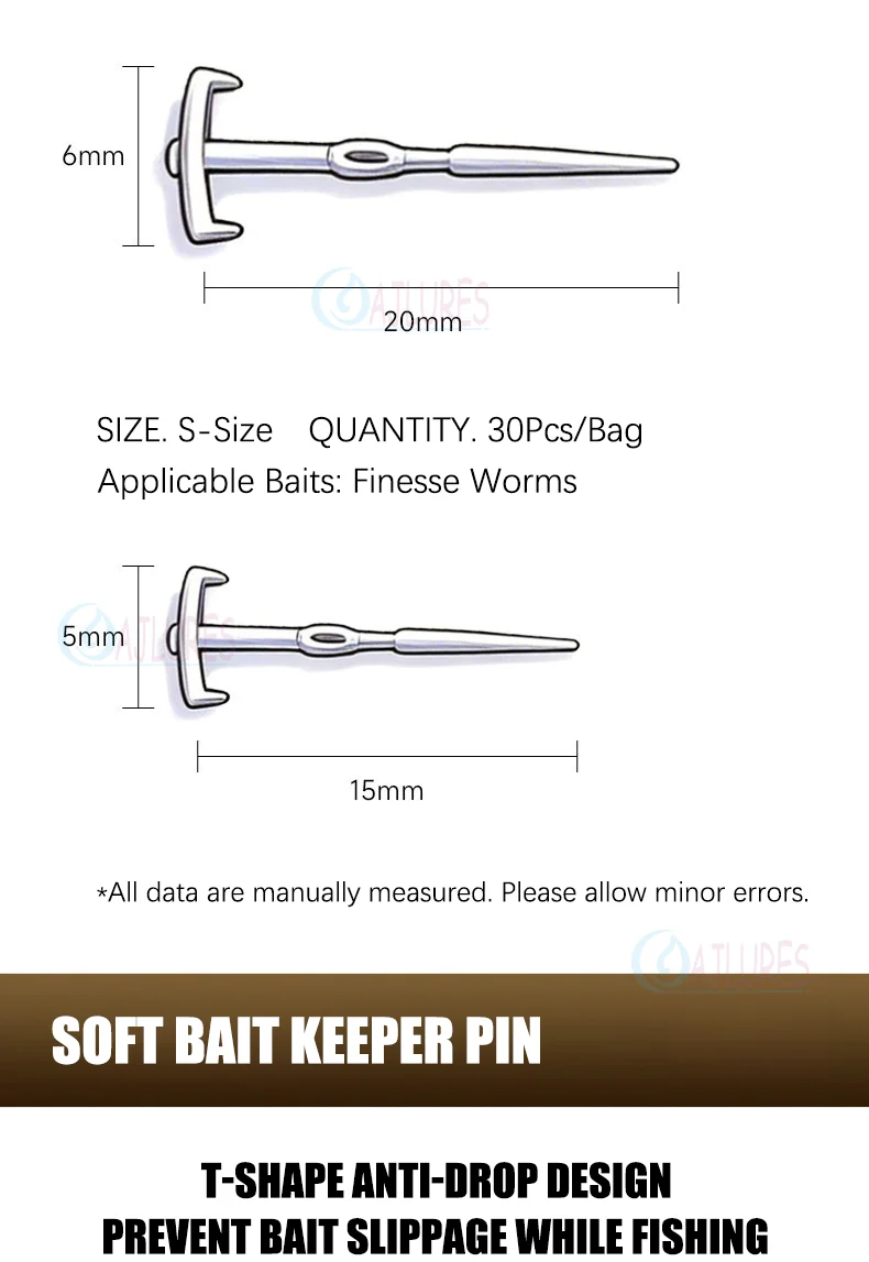30Pcs Neko Keeper Soft Bait Keeper Pin Reusable Lure Holder Pins Fixing Pin for Neko Wacky Rig Plastic Rigging Insert