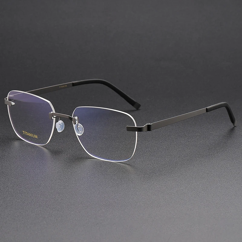 Pure Titanium Optical Glasses Frame Men Brand Design Rimless Square Eyeglasses Frameless Ultralight-Weight Eyewear
