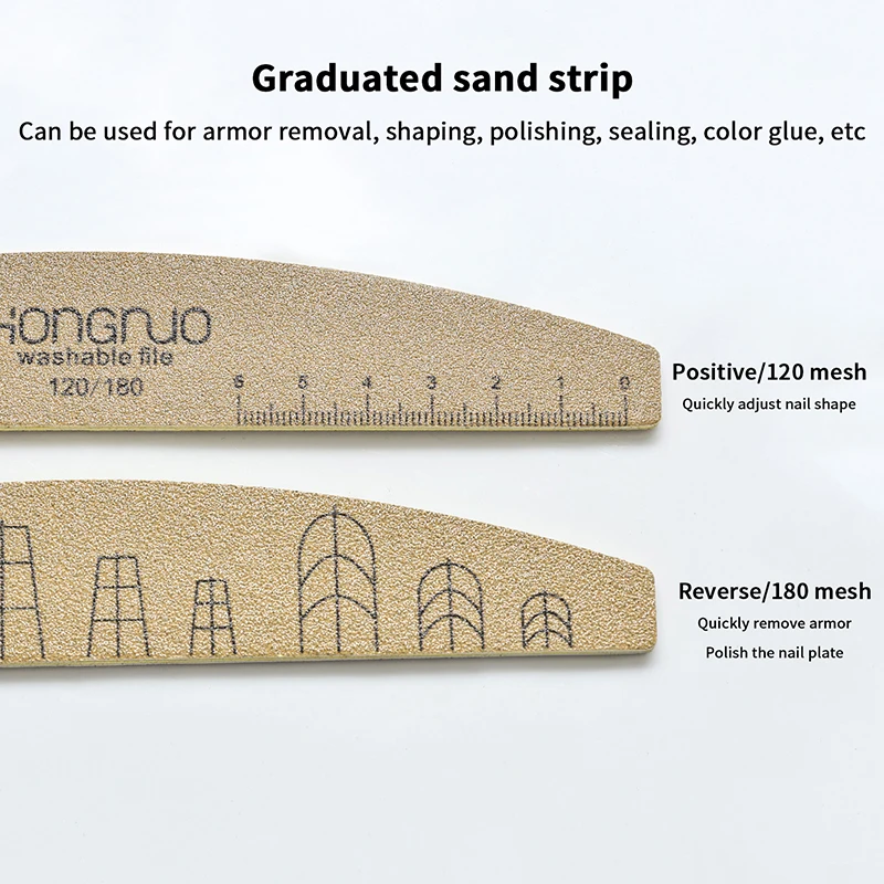 【buy009】Custom Nail Files With Scale Line 100/180/180 Grit Washable Buffing Stick For Gel Eye Nails Manicure Pedicure Tools