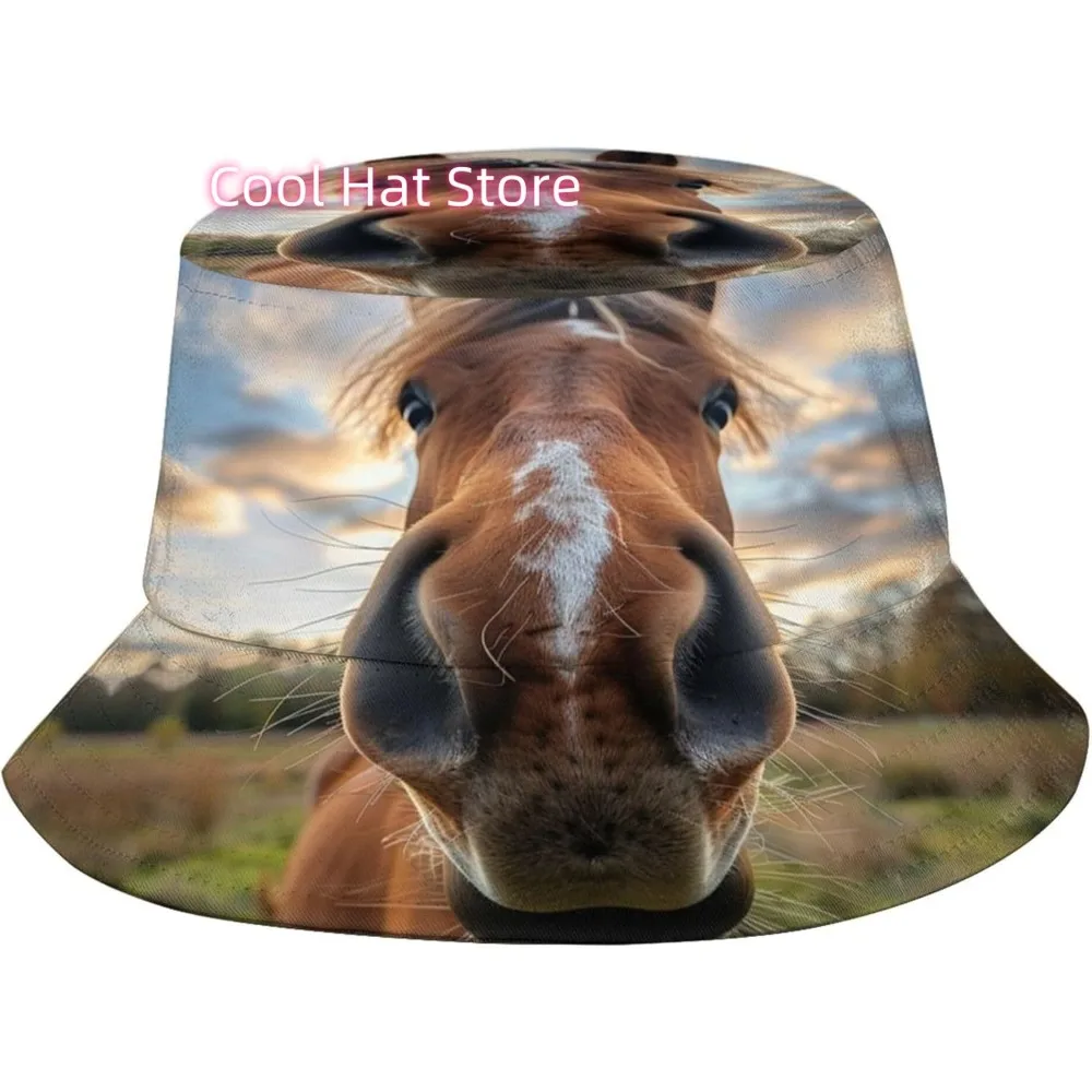 

Horse 6 Running Horse Bucket Hat Fashion Horse Fisherman Hat Summer Outdoor Travel Hiking Beach Sun Cap for Women Men