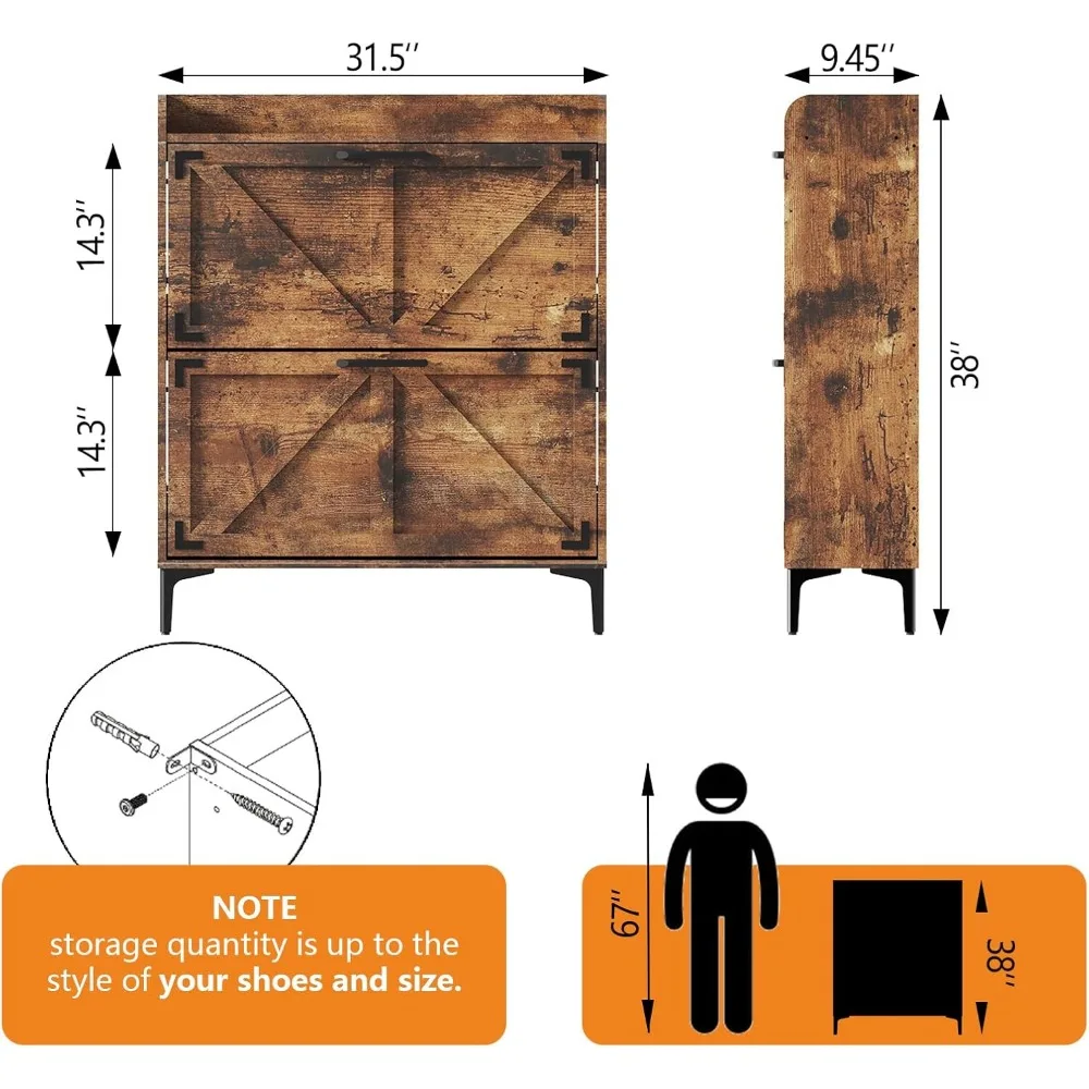 Armoire de rangement pour chaussures T1, armoire à chaussures étroite, armoire à chaussures à proximité rabattable, évaluation autoportante avec pieds en métal pour l'entrée