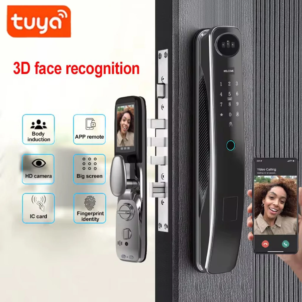 

Door Lock Digital Lock Wifi Tuya App with Face Recognition Electronic Digital Smart Door Lock with Camera and Fingerprint