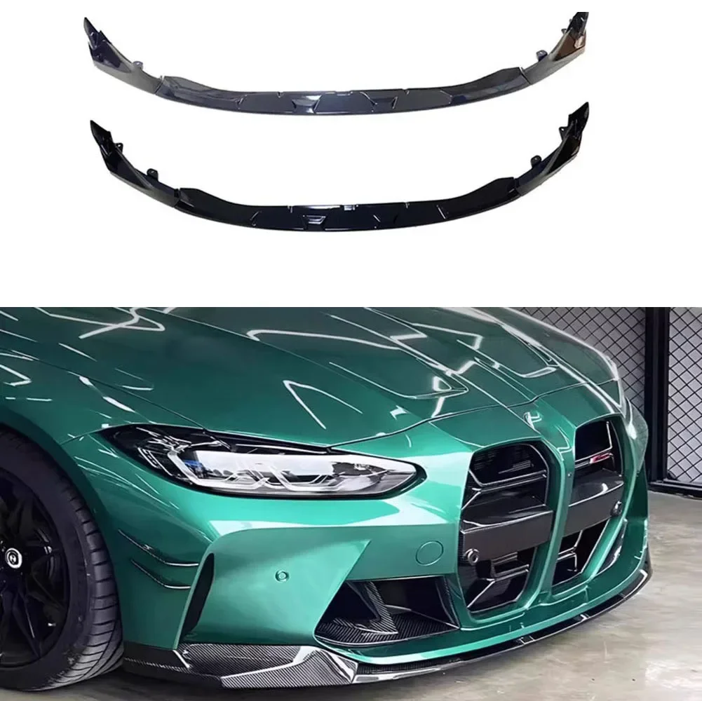 Car 3 Stage Front Lip Spoiler Splitter M Performance For BMW G80 G82 G83 M3 M4 2021 2022 Glossy Black/Carbon Fiber Printed