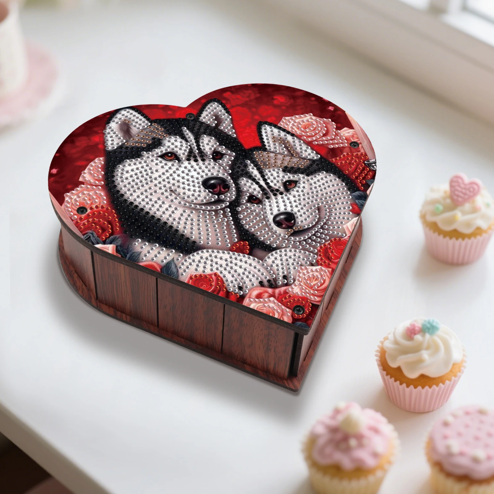Diamond Painting Heart Shaped Box Kits,Animal Couple Diamond Art Special Shape Diamond Art Decoration Creative for Handmade Gift view 5