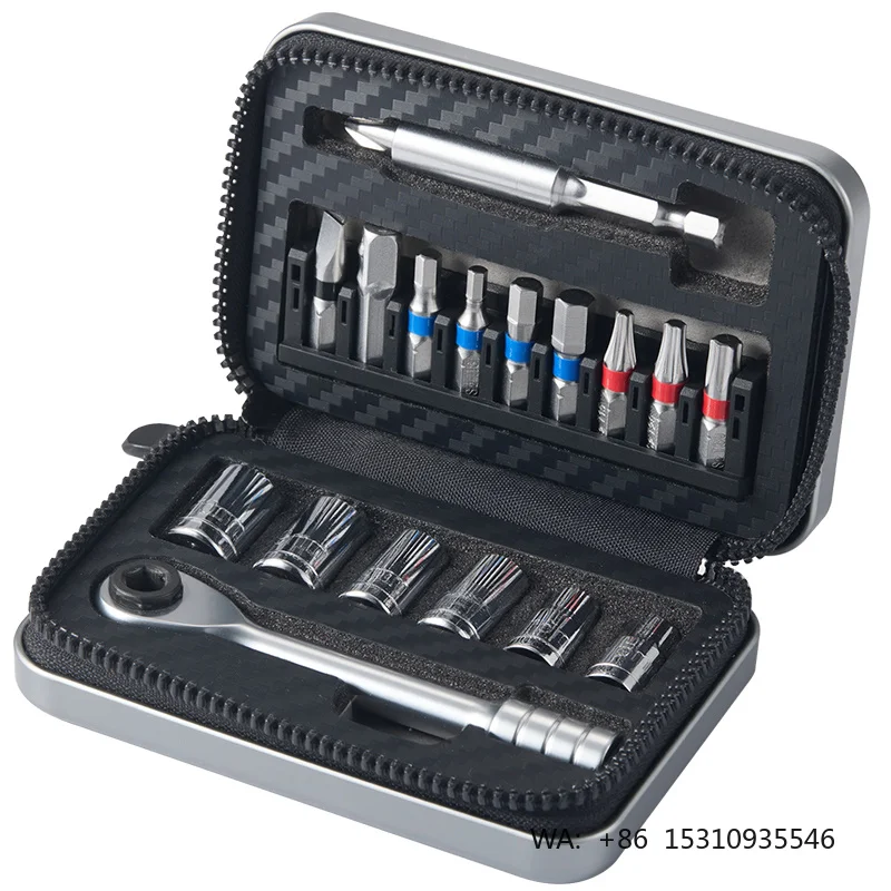 18-Piece Compact Multi-Purpose  Repair Tool Box Set Hard Case OEM DIY Furniture Maintenance Kit Hand-Power Source