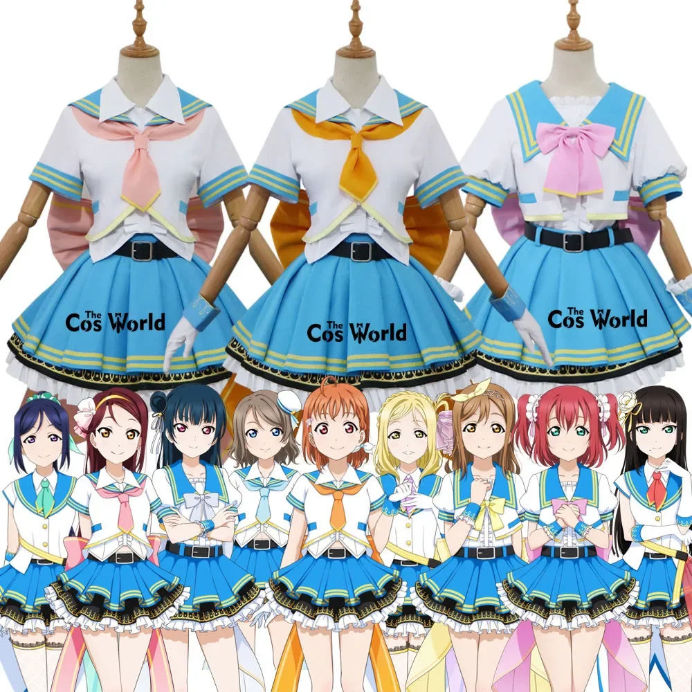 

Love Live Sunshine SIF 2 Aqours 9 Characters Takami Chika Riko Kurosawa Ruby Dia Hanamaru Yoshiko Outfits Anime Cosplay Costumes