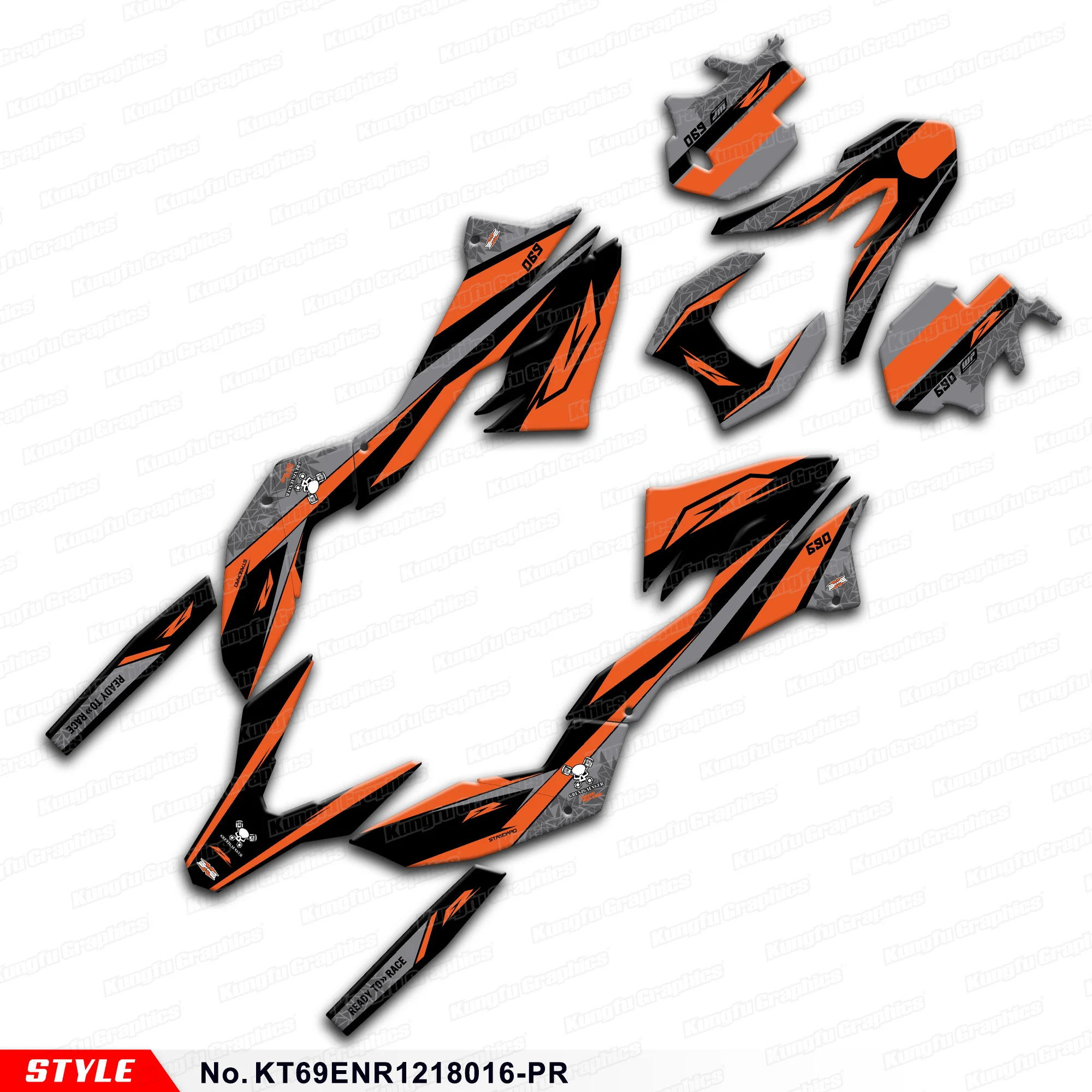 

Aftermarket Graphics Sticker Kit for KTM 690 SMC-R Enduro R 2013 2014 2015 2016 2017 2018, Style No.KT69ENR1218016-PR