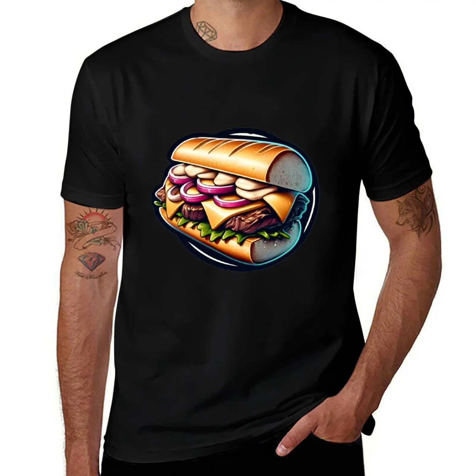 

Футболка Cheesesteak Delight-Gourmet Sandwich, футболки с аниме, мужская футболка большого размера, хлопковая футболка высокого качества