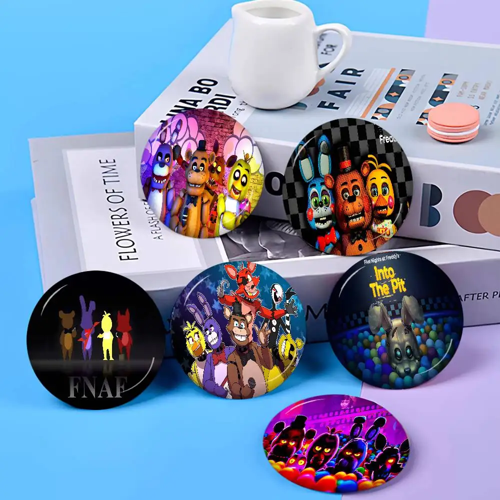 Fnaf Five-nights-At-Freddys Round Button Pins Slogan Creative Brooches Backpack Clothes Decoration Fashion Cartoon Jewelry Gifts