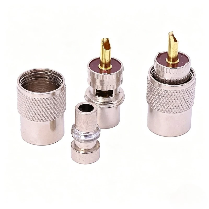 1/5/10PCS PL259 UHF Male Crimp Connector RF Coaxial PL259 Plug for RG8U RG58 Cable 50 Ohm Gold Plated
