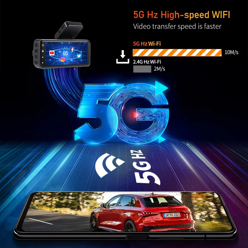 A900 4K UHD Car Dvr Front 2160P Night Vision Camera Dual Lens Dash Cam 5GHz Wifi Bulit-in Gps Super Capacitor Cardvr