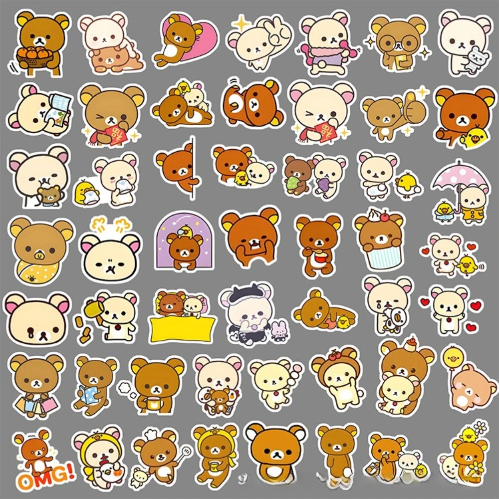100 Stück Kawaii Rilakkuma Bär Cartoon-Aufkleber für Gitarre DIY Fahrrad Skateboard Laptop Gepäck Niedliche Cartoon-Sticker Spielzeug-Deko – Detail 10