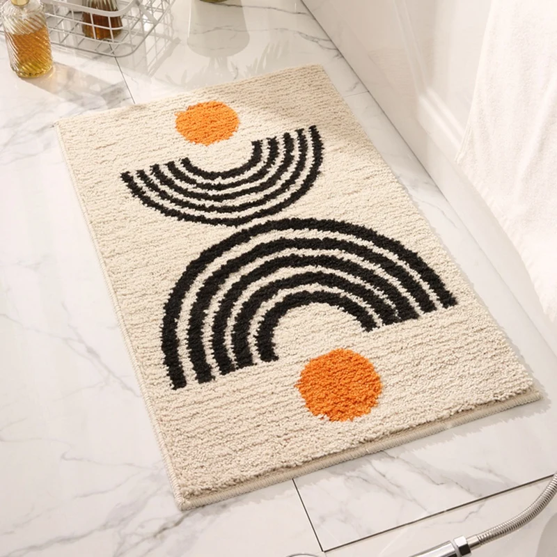 1 PCS Bathroom Carpet Beige Bathroom Carpet Non-Slip Small Bathroom Carpet Washable Cream Color