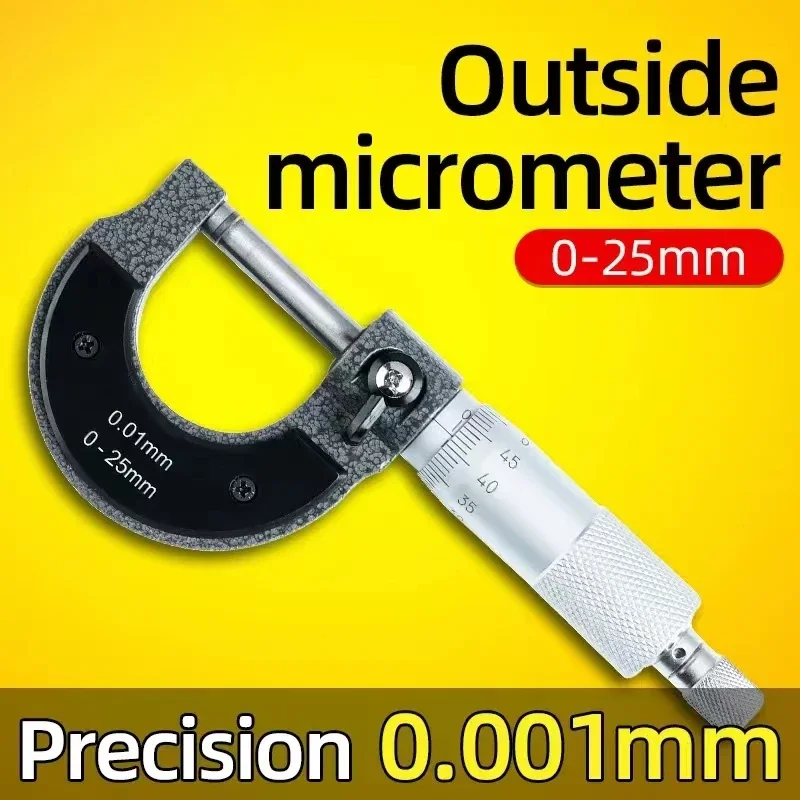 Micrómetro de calibre preciso, 0-25mm, 0,01mm, herramienta de medición de calibre métrico exterior