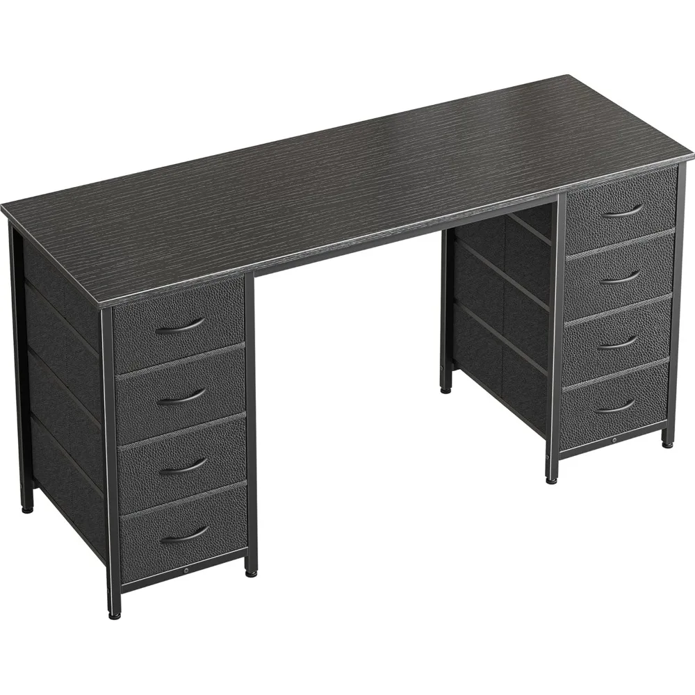47 Inch Office Desk with 8 Fabric Drawers, Large Storage Capacity Computer Desk for Home Office, Study, Gaming