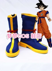 SON Goku Cosplay Shoes Yellow Blue Leather Boots For Halloween Christmas Party