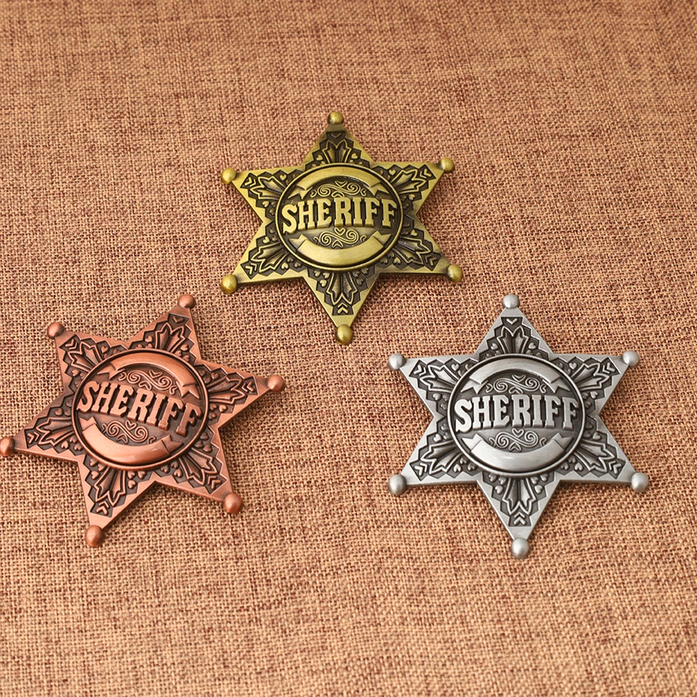 نجمة شريف بروش معدني ريترو حفلة شارة التلبيب دبوس الرجال مجوهرات الأزياء اكسسوارات تأثيري الدعائم الهدايا