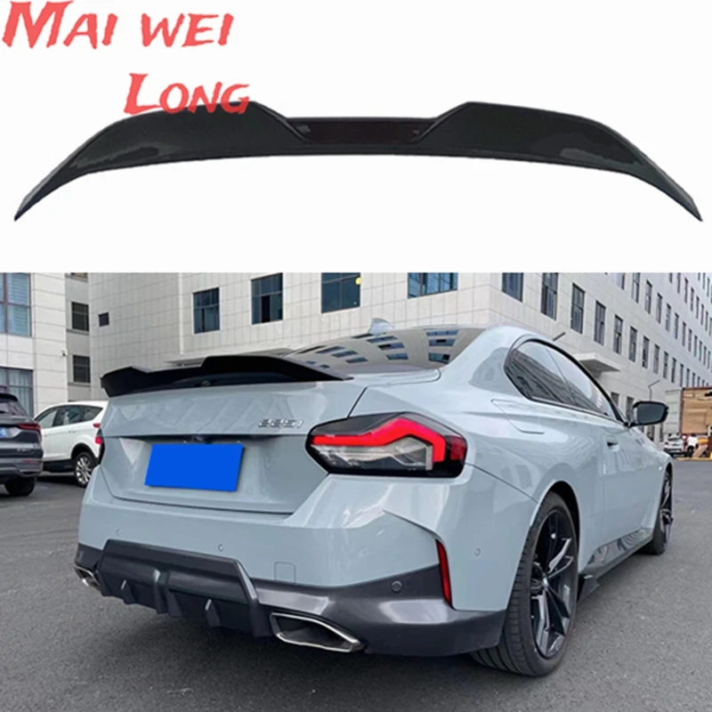 For BMW 2 Series G42 Couep/G87 M2 PRO Style Carbon fiber Rear Spoiler Trunk wing 2021-2024 ABS Glossy black