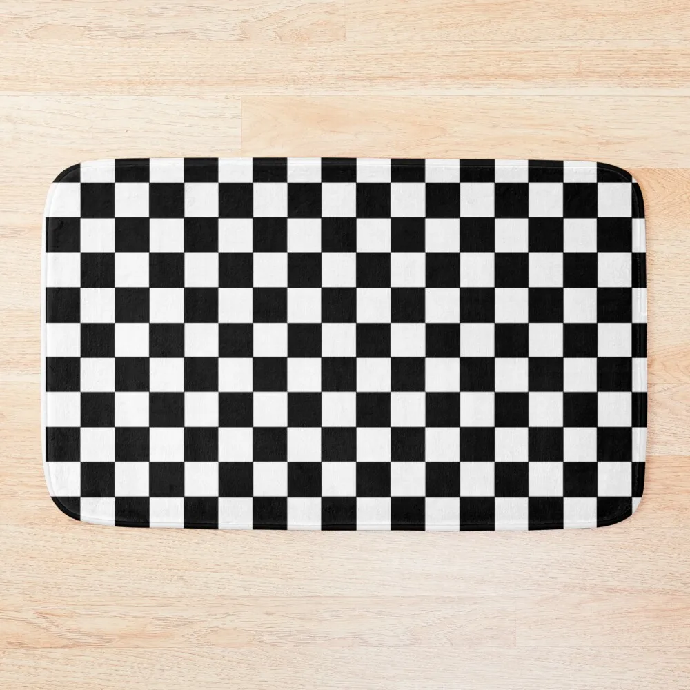 

Plaid checkered white and black pattern Bath Mat Kit Bathroom Kitchens Bathroom Accessories Sets For Hallway On The Floor Mat