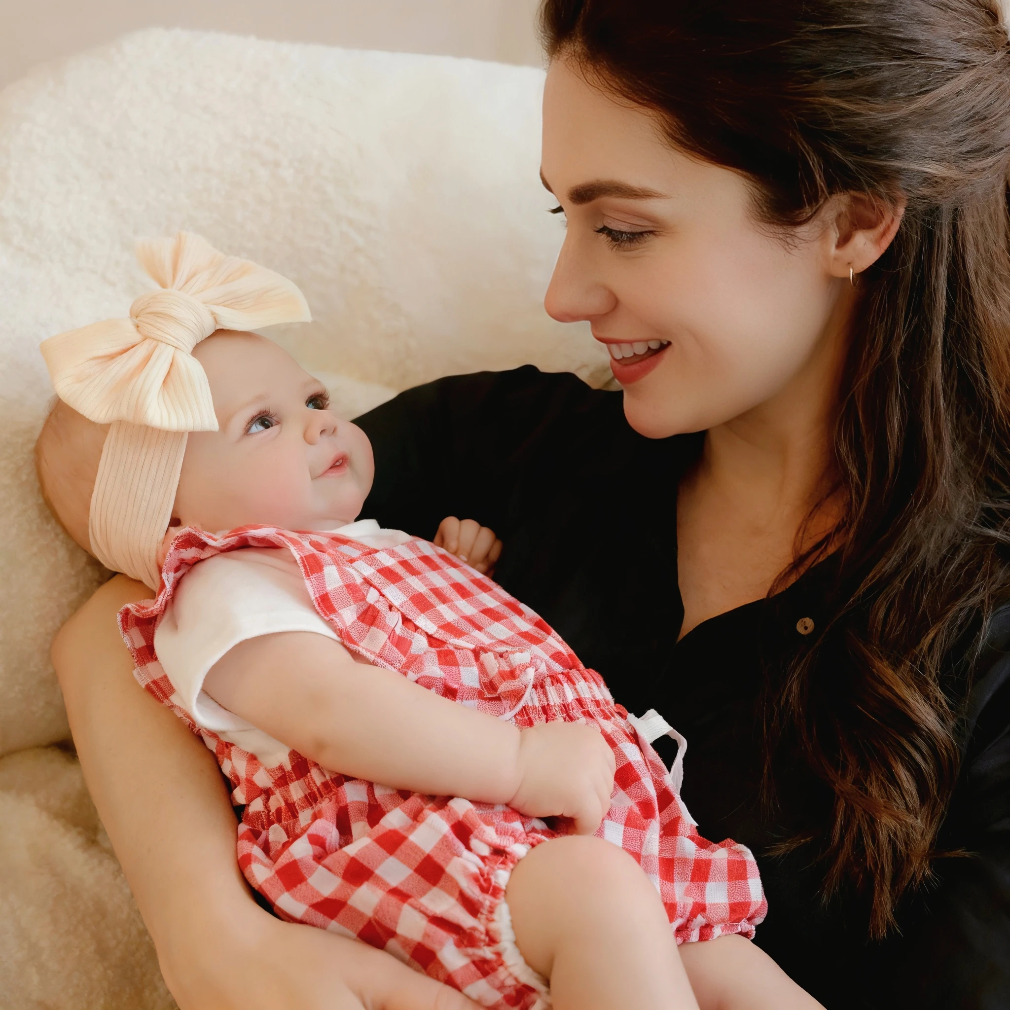 

1PC- 19-inch soft cloth body baby doll, realistic newborn baby doll cloth, body painting, hand draw hair, holiday gift